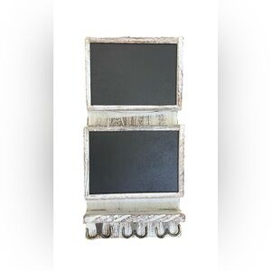 Rustic Chalkboard Wall Organizer with Hooks